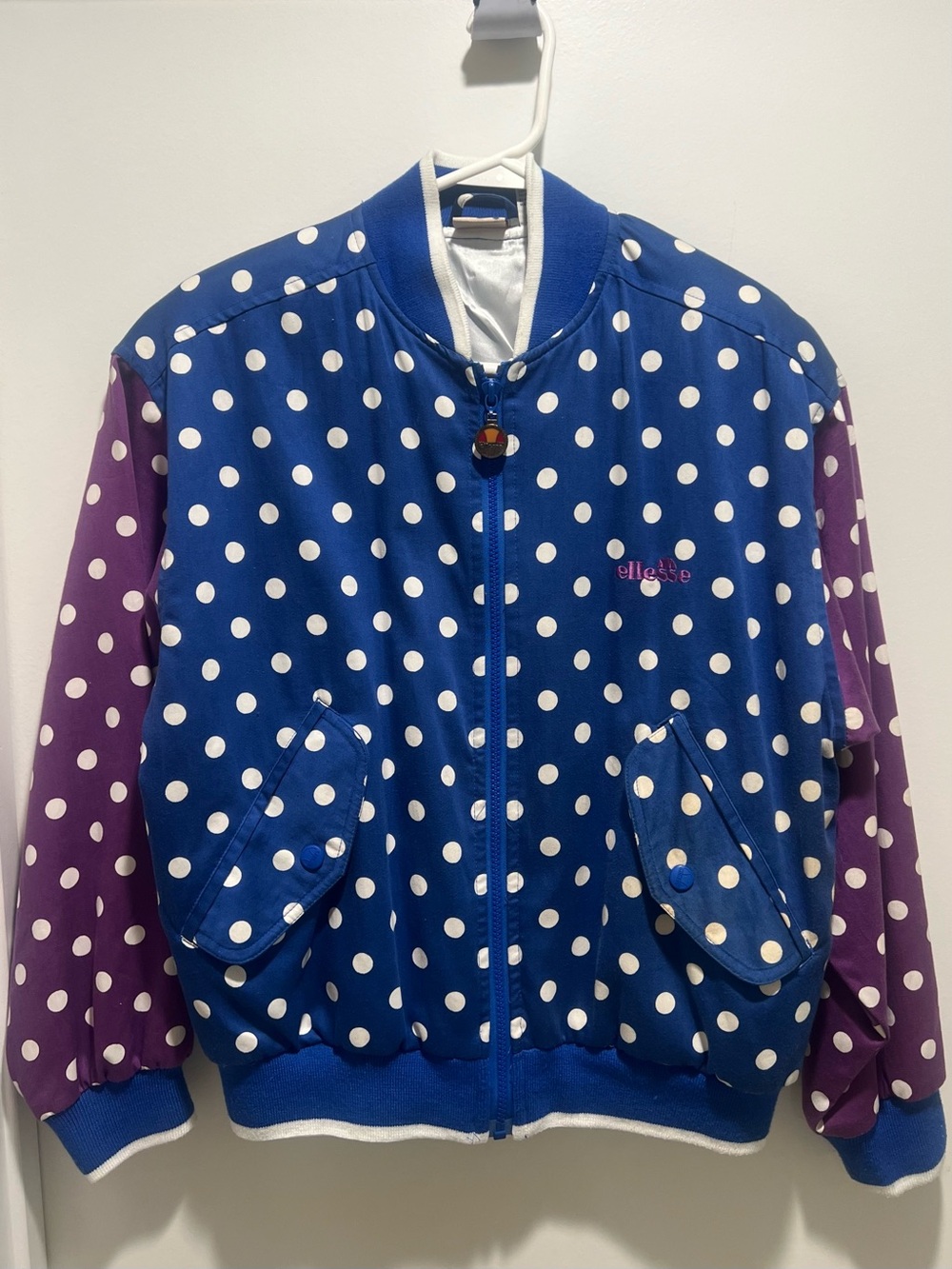 ellesse Women's Blue & Purple Polka Dot Bomber Jacket